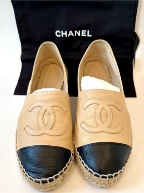 CHANEL Leather Espadrilles, Size 39